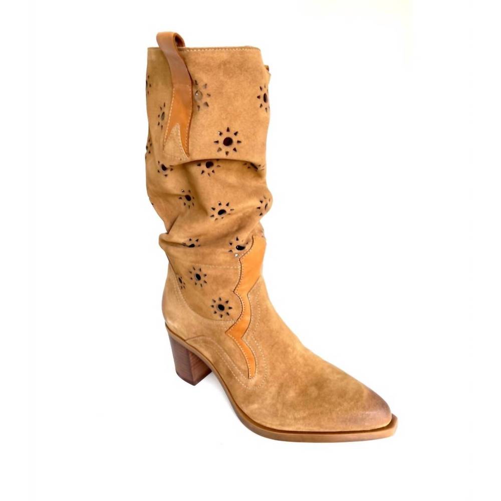 NEW CASTA tulip slouchy-western boot in cognac
